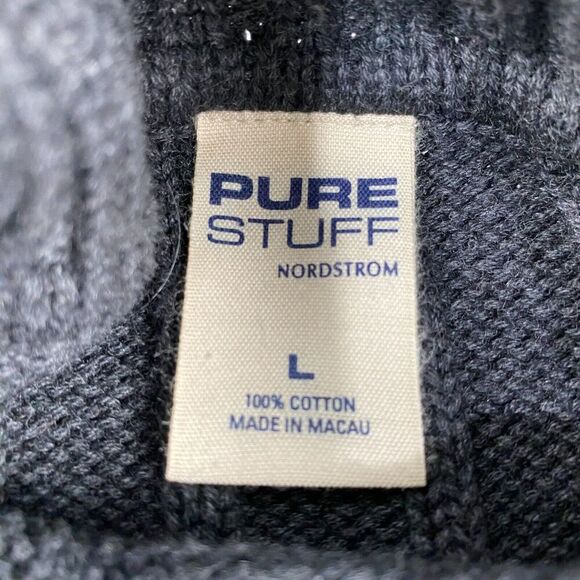 Nordstrom Vintage Men's  Sweater Dark Gray Size L Cotton PURE STUFF‎ Mock Neck - Picture 2 of 11